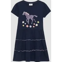 s.Oliver Minikleid Kleid Jersey-Kleid mit Puffärmeln und Pailletten