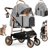 TLGREEN Hundebuggy 4-in-1 Großer Hundewagen, (Faltbar, 360° Gummiräder mit Schwingungsdämpfung), Katzenwagen