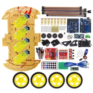 UNOR3 Four-wheel Intelligent Mini Vehicle 4WD bluetooth Remote Control DIY Smart Robot Kit Speed Measurement Tracking Ob