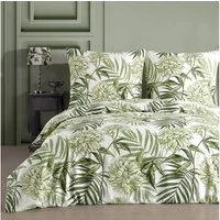 Buymax Bettwäsche Amazing Green, Renforcé: 100% Baumwolle, 3 teilig, 200x200 cm, Bettbezug-Set, mit Reißverschluss, Blumen Eukalyptus Grün
