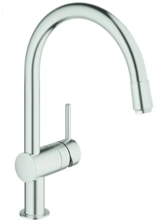 GROHE Einhand-SPT-Batterie Minta 32918 DN15 herausz. Mousseurauslauf supersteel 32918DC0