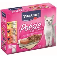 Vitakraft Katzenfutter Poesie DeliSauce, Multipack Fleisch, 6 Beutel, Nassfutter für: Katzen
