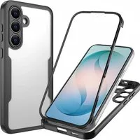 Wigento Handyhülle 360 Grad für Samsung Galaxy S25 FE mit Display Kameraschutz Schwarz 6,7 Zoll, 360 Grad Schutz, stoßdämpfend, robust