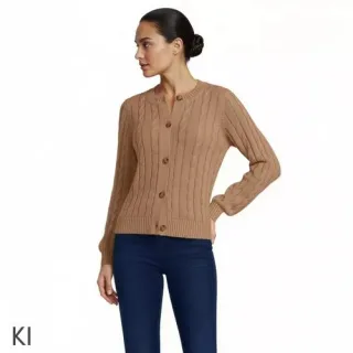 Zopfmuster-Cardigan DRIFTER mit Ballonärmeln für Damen, Damen, size: regular, Orange, Baumwolle, by Lands' End
