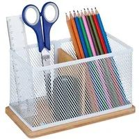relaxdays Organizer Stiftehalter Bambus & Mesh