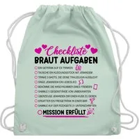 Shirtracer Turnbeutel Braut Aufgaben I Mutprobe Checkliste, JGA Junggesellenabschied Frauen