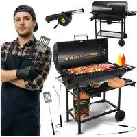 Five-Star Grill&Chill Holzkohlegrill Holzkohlegrill - Großer Grill Holzkohle 71×35 cm Chromrost, 115 × 36 × 90 cm (L x B x H)