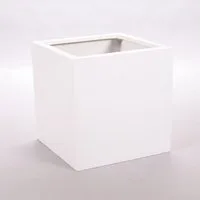 Elegant Einrichten Pflanzkübel Fiberglas quadratisch 30x30x30cm perlmutt weiß (1 St)