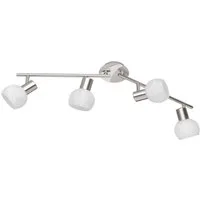 Reality Leuchten LED Deckenstrahler, Dimmfunktion, LED wechselbar, Warmweiß, innen, Bürobeleuchtung Treppenhaus Lampenschirme Glas Weiß, B 69cm