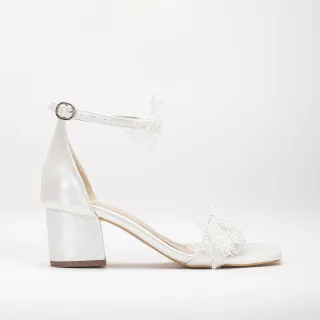 Flora Lace Bridal Niedrig Absatz Sandalen
