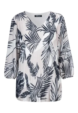 FRANK WALDER - Bluse COOL SUMMER mit Plissee-Struktur ecru/ink - Gr. - 36