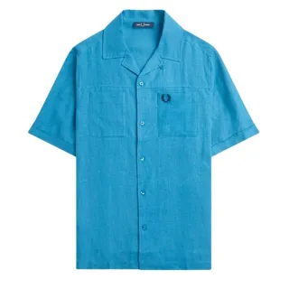 Fred Perry - "Runaway" Hemd für Herren, Leinen (Blaugrün)