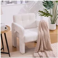 KLAM HOME Sessel Moderner minimalistischer Sessel mit Polster (Bequemer Chenille Sessel mit Armlehnen), Skandinavischer Wohnzimmer Sessel für Entspannung und Komfort