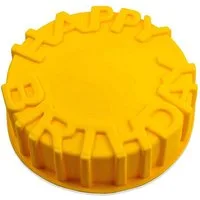 wisefood Silikonform 1-tlg., Silikonform Kuchen - gelb "Happy Birthday" Ø 20,5cm, (1-tlg)