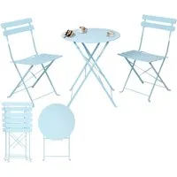 Albatros International Balkonset Bistroset 3-teilig Blau  Bistrotisch 2 Stühle und Tisch aus Metall, (optimal als Balkonmöbel Set oder Gartenmöbel in modernem Design, Blau), klappbare Stühle und Tisch aus robustem Metall