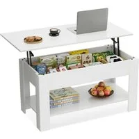 WLIVE Couchtisch Höhenverstellbar und Ausziehbar, Couchtisch Holz mit Stauraum (Wohnzimmertisch für Wohnzimmer, Büro, 1 Tisch), 98 x 48 x 46 cm