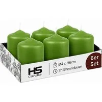 HS Candle Stumpenkerze kompakt und unparfümiert (6-tlg., Dekolicht), Ø4xH6 cm Teelichtgröße, bis zu 7h Brenndauer je Kerze, Wachsmischung