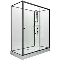 Schulte Komplettdusche Ibiza schwarz, BxT: 80x120 cm, 5 mm Sicherheitsglas, Komplett Set mit Duschwanne Eckdusche Schiebetür