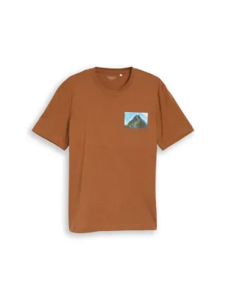 Tom Tailor - T-Shirt mit Print braun - Gr. - XL