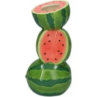 INNA-Glas Dekovase Dekovase Wassermelonen TILLAS aus Keramik, rot-grün-blau, 11,7x10x21cm