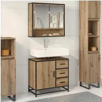 vidaXL Badezimmer-Set, Badezimmerschrank Artisan-Eiche 65 x 33 x 60 cm Holzwerkstoff