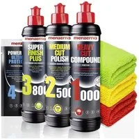 menzerna Politurset Schleifpaste Autopolitur Glanzpolitur Autopolitur (7 St), Heavy Cut 1000 Medium Cut 2500 Super Finish 3800