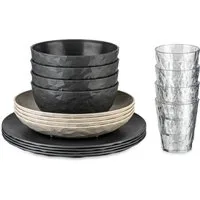 KOZIOL Geschirr-Set CLUB SET GÖTEBORG (16-tlg), 4 Personen, Kunststoff, spülmaschinengeeignet, melaminfrei, CO² neutrale Produktion