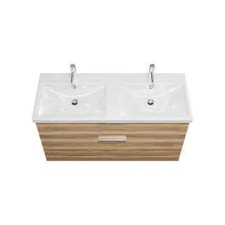 Burgbad Keramik Waschtisch-Set Eqio Frassino Dekor Cappuccino/Alpinweiss, SEYS123F3437C0001 SEYS123F3437C0001