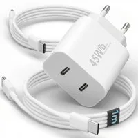 GreenHec USB C Schnellladegerät 45w Samsung Galaxy S26 S25 S24 S23 S22 S21 Fast Schnelllade-Gerät (Spar-Set, 45w USB-C Dual Charger + 2x 1m Kabel, S26+ Ultra FE Ladegeräte USBC Handy Charger Netzteil Adapter Zubehör)
