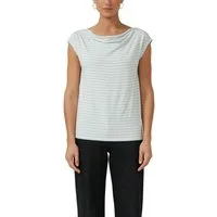 s.Oliver BLACK LABEL T-Shirt mit Wasserfallausschnitt und Streifen-Design