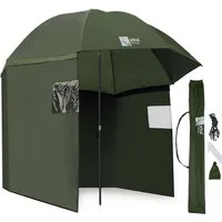 Zite Angelschirm Schirmzelt 250cm mit abnehmbarem Windschutz & Seitenfenstern, wasserabweisende Beschichtung