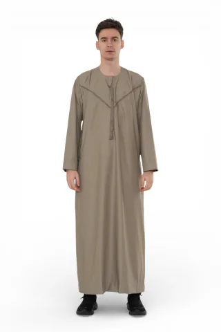 Herren Eid Beige marokkanische Thobe Robe Djellaba Ramadan Eid Jubba- HM10