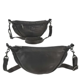 Crossbody Bag Tasche Damen Leder schwarz. Sportliche Brusttasche und Crossover Bag ideal für Freizeit und City-Alltag | Bear Design Toon