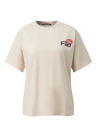 Q/S designed by - T-Shirt mit Front- und Backprint beige - Gr. - XL