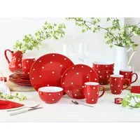 CreaTable Kombiservice Polka Dots, Service 16-tlg. (16-tlg), 4 Personen, Steinzeug, Fröhliche Farbgebung, Polka Dots