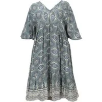 Guru-Shop Midikleid Boho Kurzarm Sommerkleid, Maxikleid,.. alternative Bekleidung