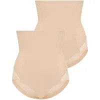 YSABEL MORA High-Waist-Panty (2er Pack) hoch geschnitten, elastisch, starker Shape-Effekt, Tüll
