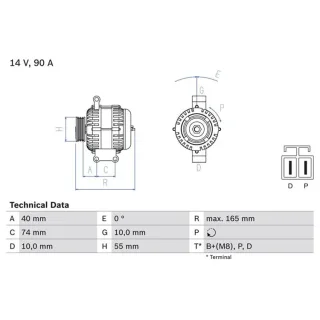 Bosch Lichtmaschine 90A Mazda 6 GG GY