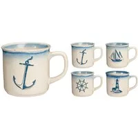 Koopman Becher Maritime Becher 4er-Set, Porzellan