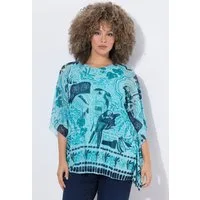 Ulla Popken Longbluse Mesh-Bluse doppellagig Oversized Rundhals Halbarm