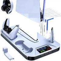 AURIVION PS5 Slim Kühlstation mit Controller Ladestation & Lüfter Controller (Set, 1 St., PS5 Stand Zubehör mit 3 USB Hubs und Headset Halter)