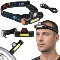 Sarcia.eu LED Stirnlampe LED Stirnlampe mit 2 Funktionen, militärisch, USB aufladbar