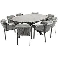 DEGAMO Garten-Essgruppe LYON im Rope-Design, (8-tlg., 8 Sessel, 1 Tisch)