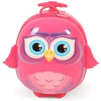 CHIC2000 Kinderkoffer Bouncie, Eule, Pink, 2 Rollen, Hartschalen-Trolley