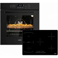 KB Elements Induktions Herd-Set Einbaubackofen 60 cm mit 5-Zonen Induktionskochfeld 77cm, Air Fry, Steam Clean, A+, Induktionskochfeld mit 5 Zonen