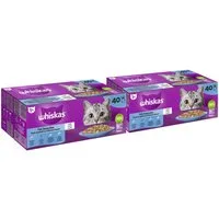 Whiskas WHISKAS® Katzenfutter Nassfutter Fisch Auswahl in Gelee 2 x 40 x 85g, Nassfutter für: Katze