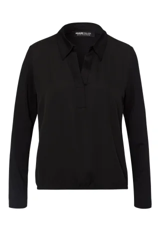 FRANK WALDER - Blusenshirt NOS mit Poloblende schwarz - Gr. - 44