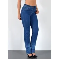 ESRA Straight-Jeans Premium Damen Straight Fit Jeans High Waist Hose bis Übergröße G5 Jeans Damen Straight Fit High Waist Damen Jeans Regular Stretch-Jeans