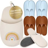 ONVAYA Premium Gästehausschuhe Set-Guest Slippers-Gästepantoffeln Unisex Plüsch Hausschuhe