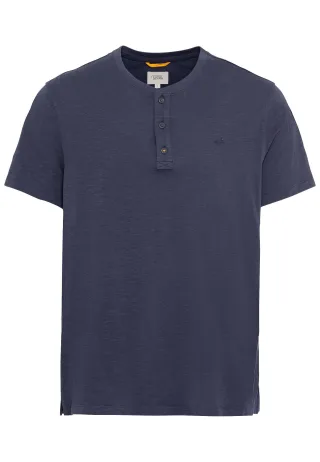 camel active - Kurzarm Henley-Shirt mit geripptem Kragen night blue - Gr. - XL